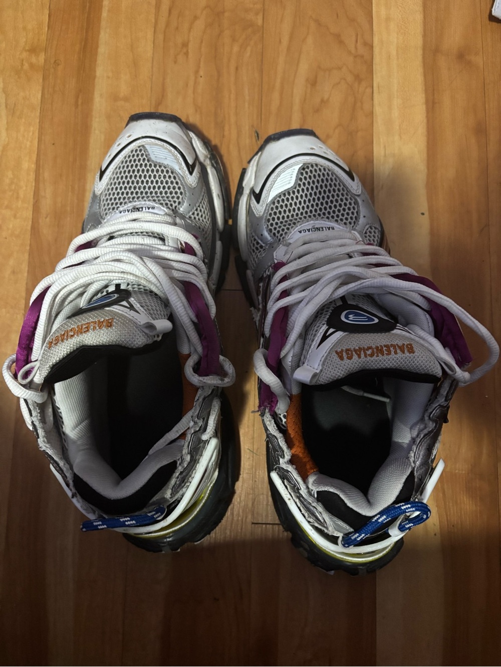 Balenciaga White, Pink & Yellow Chunky Runner Sneakers - Picture 2 of 2